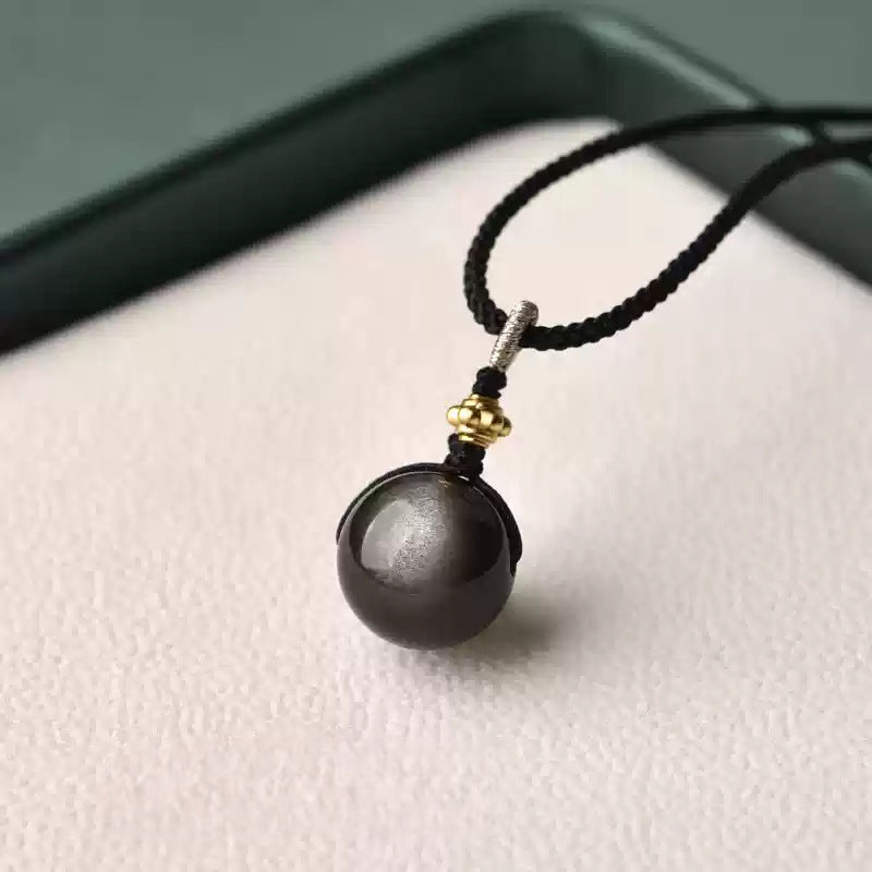 Natural Obsidian Pendant - A Sphere of Infinite Answers