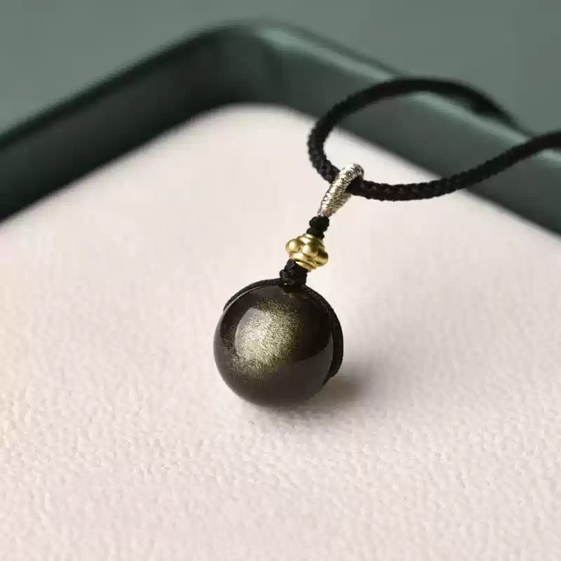 Natural Obsidian Pendant - A Sphere of Infinite Answers