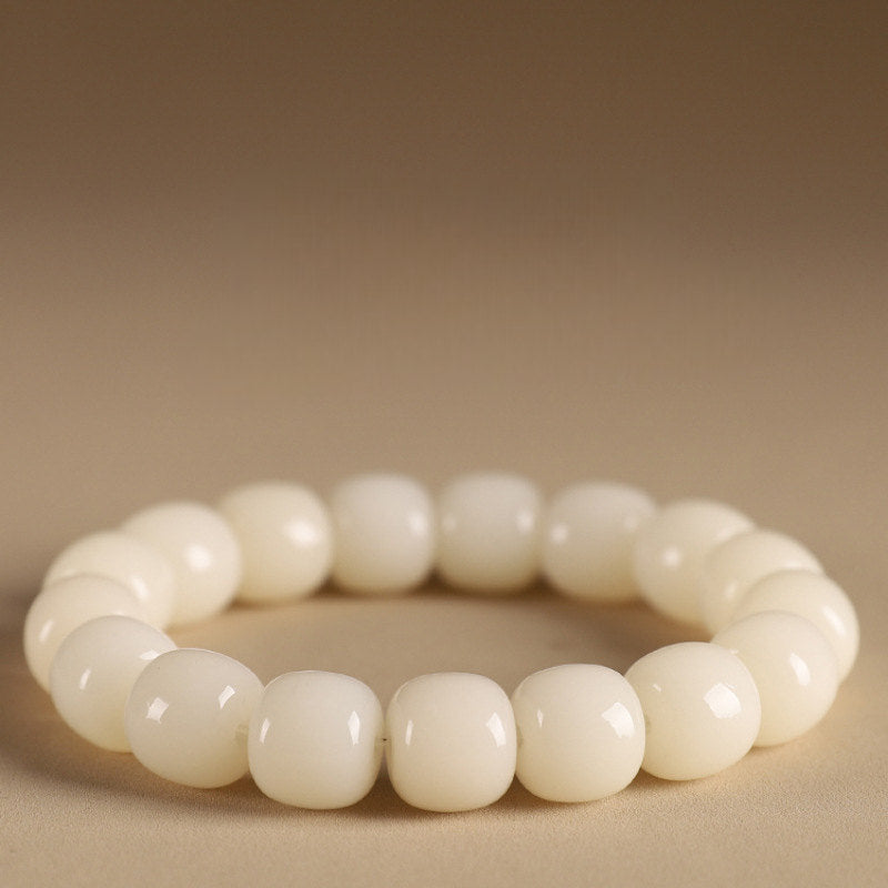 White jade bodhi root bracelet - Tranquility and peace