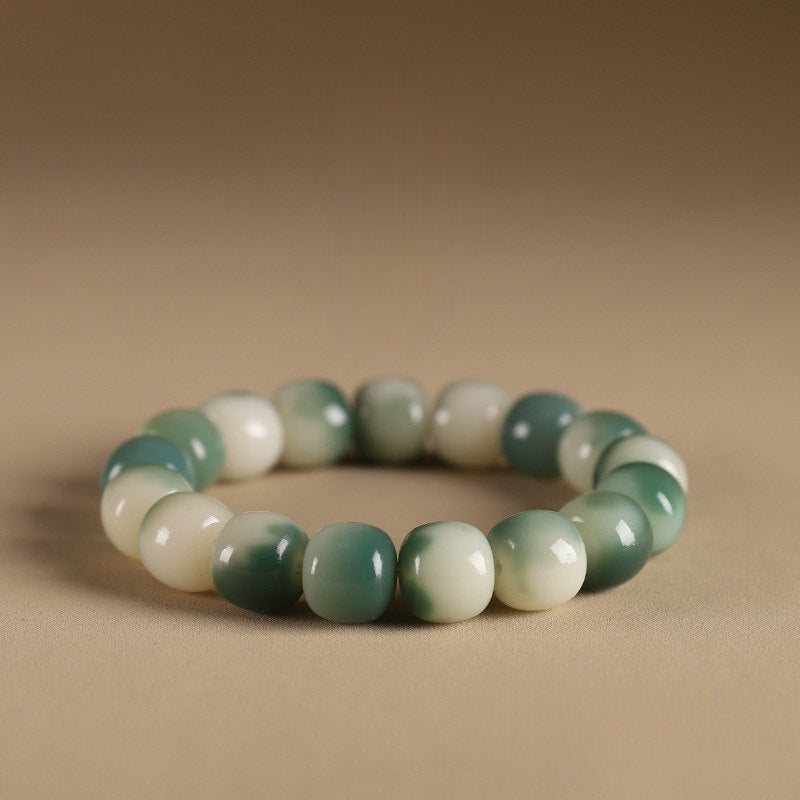 White jade bodhi root bracelet - Tranquility and peace